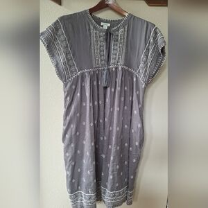 Sundance Gray Embroidered Tassel Midi Dress